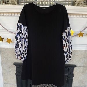 SHEIN Black Dress with Patterned Sleeves